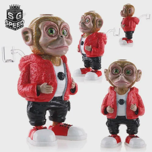 7" Ceramic Hand Painted Water Pipe - Slay Monkey