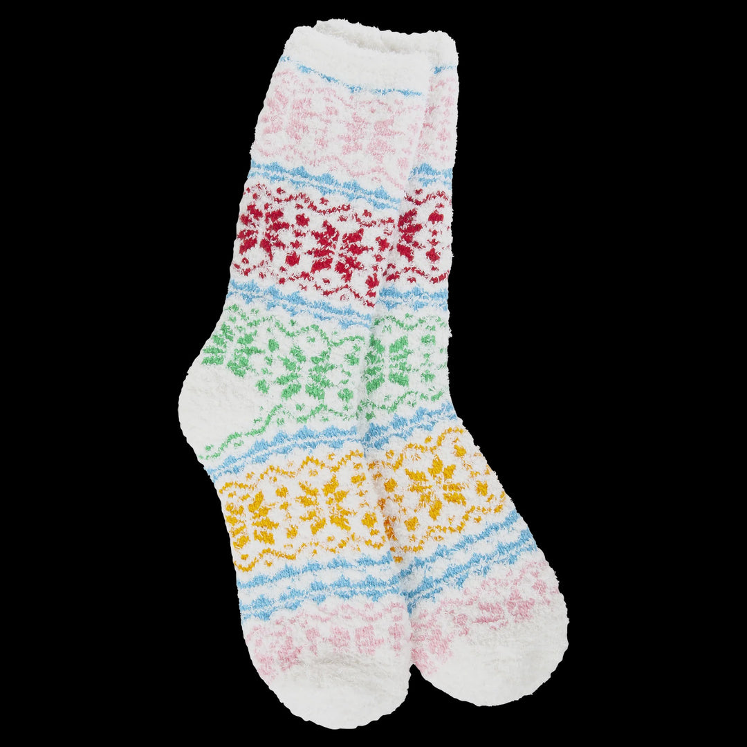 Holiday Cozy Winter Crew Socks - Fair Isle Whimsical