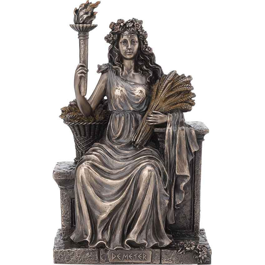 Unicorn Studio - Demeter Greek Goddess Enthroned Statue