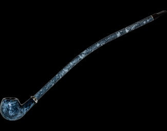 16in Gandalf Pipe - Black/Blue & White Marbled