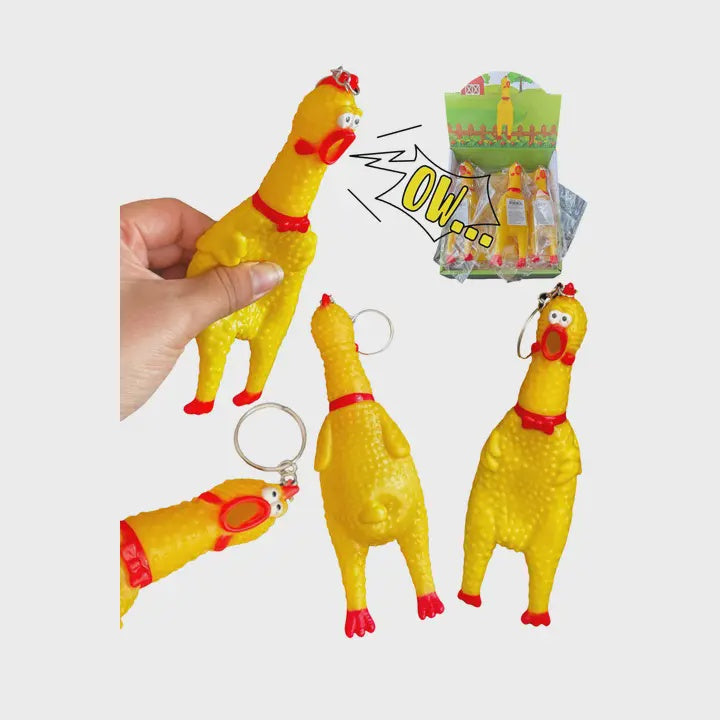 Screaming Chicken Squeaker Toy Key Chain