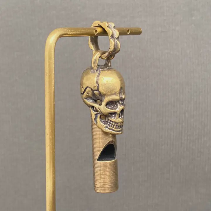 Brass Skull Whistle Pendant