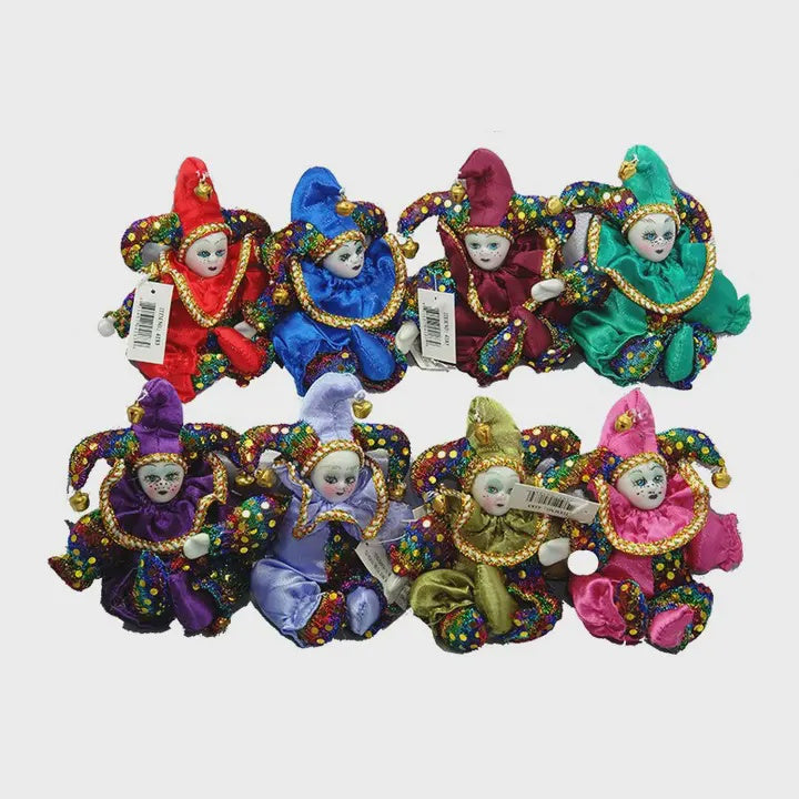 Mini Porcelain & Plush Jester Doll Magnet 4183
