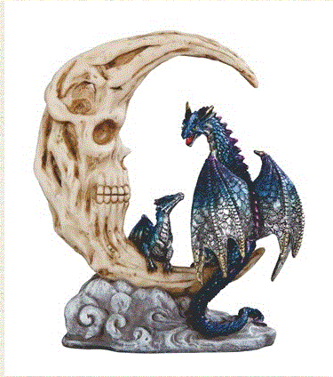 GSC - Blue Dragon on Skeleton Moon Statue 72039