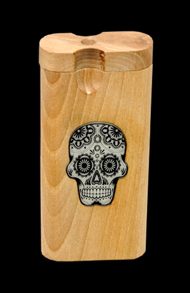 Doug's Dugouts Large Plain Glow Inlay Daisy Sugar Skull TA1405