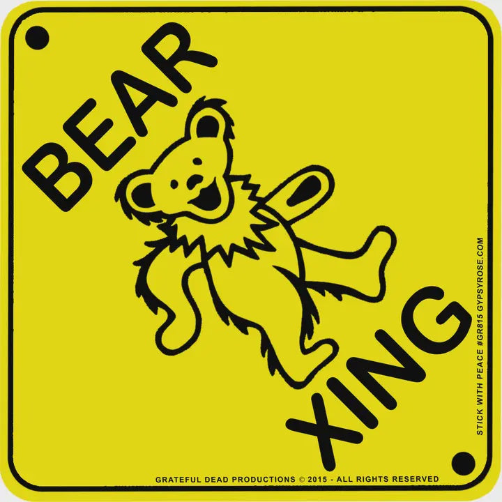 Grateful Dead Yellow Sign Bear Xing Sticker