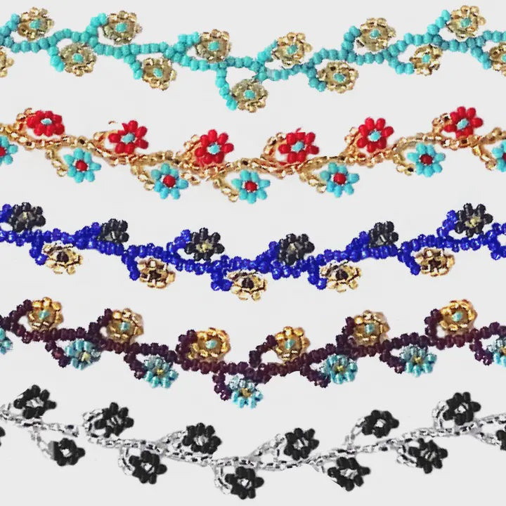 Handmade Flower Vine Beaded Anklet