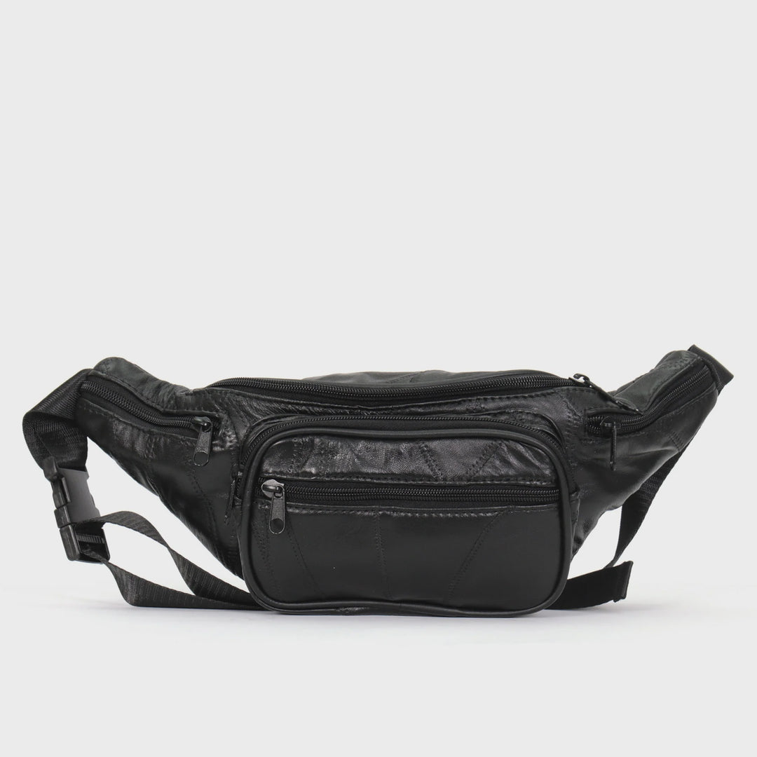 Hot Leathers BGA1002 Black Leather Belly Pouch
