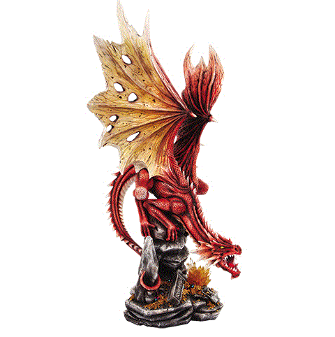 Pacific - Large Red Dragon on Rock Statue 9720