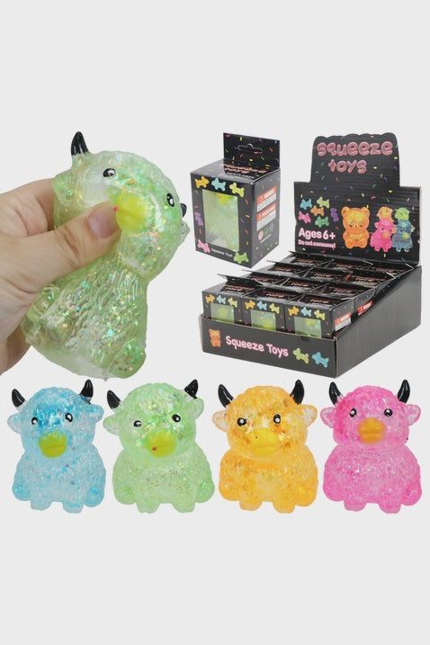 Highland Cow Glitter Maltose Putty Slime Filled Squishy Toy