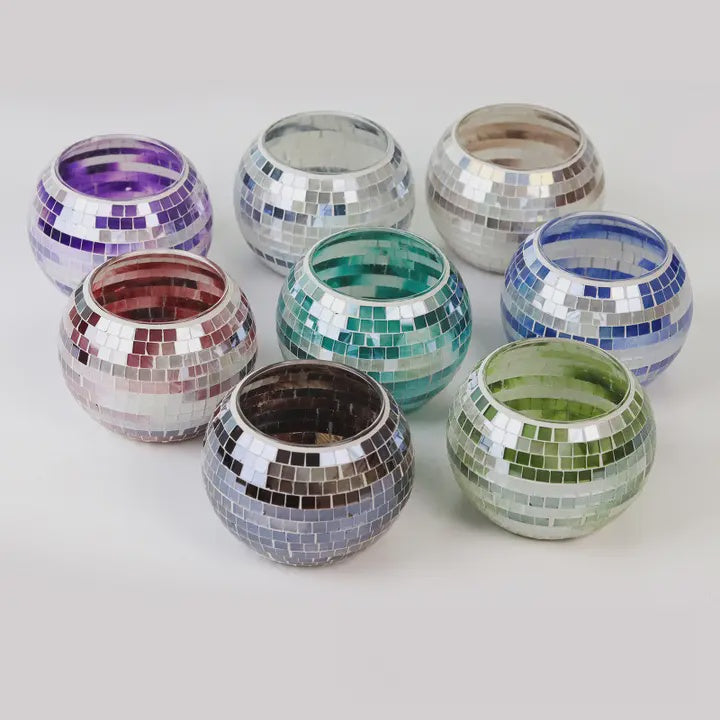 Radiant Mosaic Glass Disco Style Candle Holder