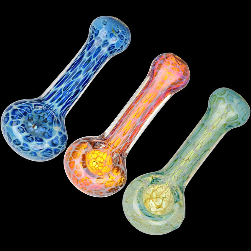 Cellular Blue Glass Spoon Pipe | 4"
