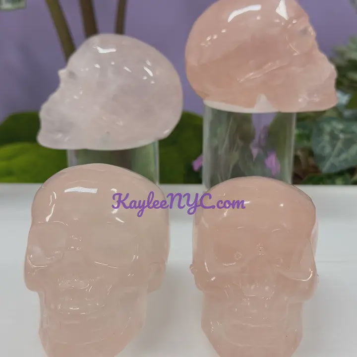 Natural Rose Quartz Crystal Skull