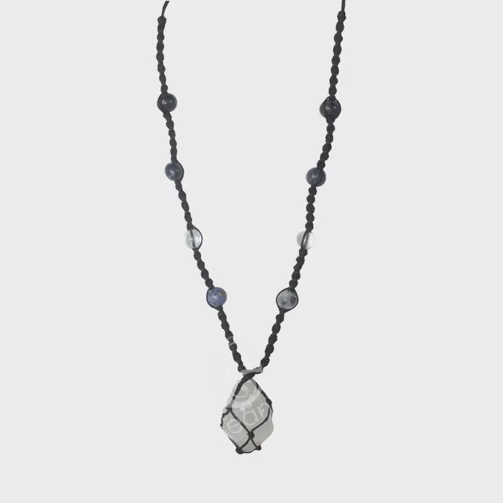 Gemstone Beaded & Corded Net Necklace