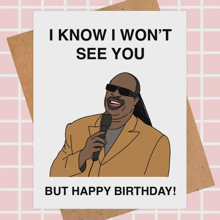 Stevie Wonder Funny Belated Birthday Card