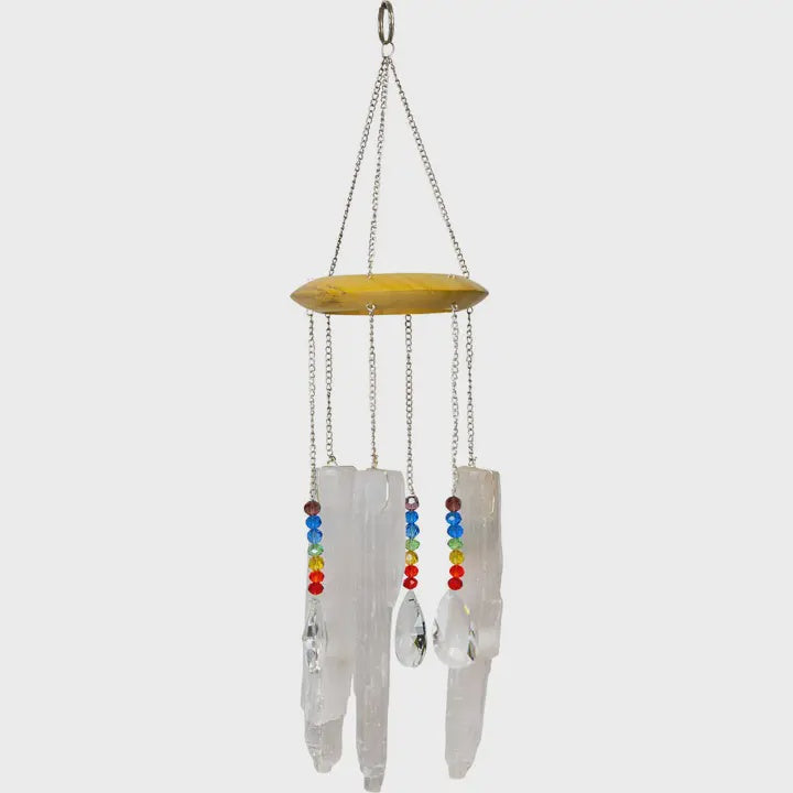 Selenite & Crystal Suncatcher Mobile w/Chakra Beads 31352