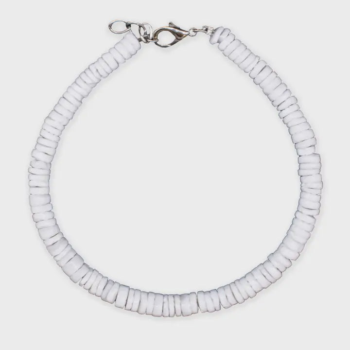 Round White Puka Shell Anklet