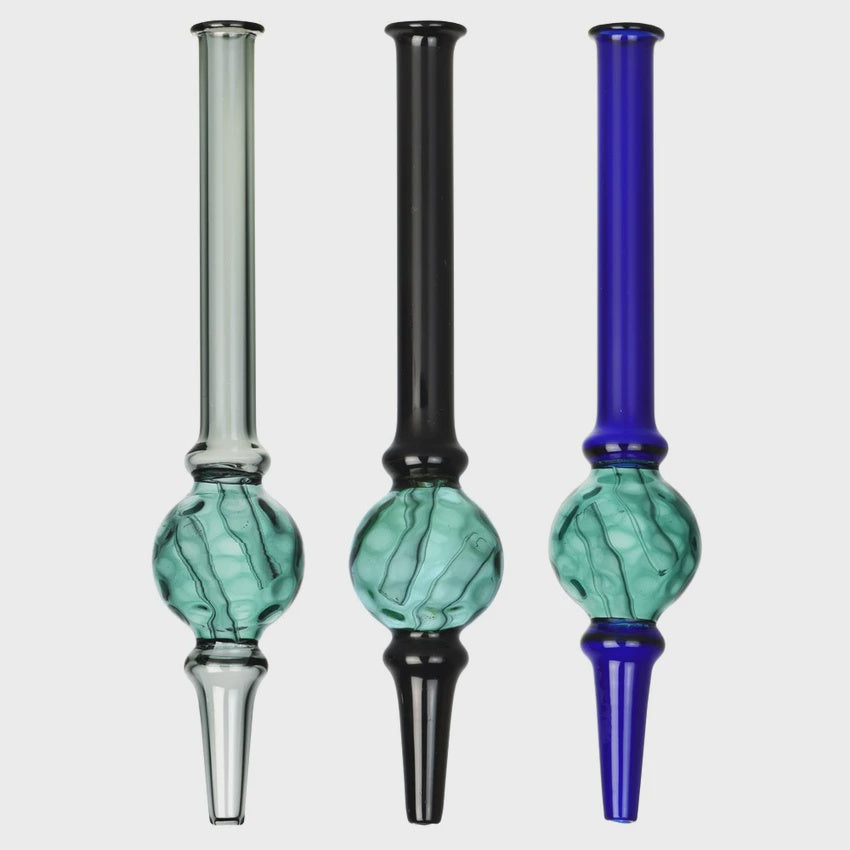 Dimple Diffusion Chamber Glass Dab Straw | Integrated Tip | 6.5" | Colors Vary