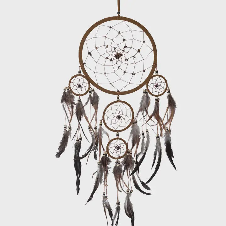 Hand Crafted Black Dreamcatcher - Tigers Eye