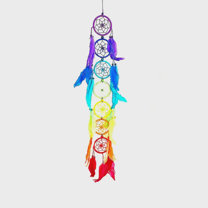 Seven Chakra Dreamcatcher w/Feathers