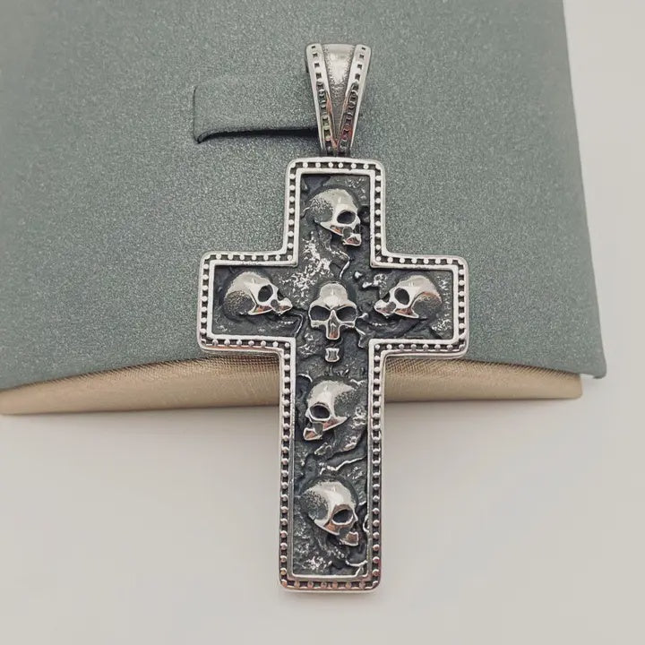 Stainless Steel Skull Cross Pendant