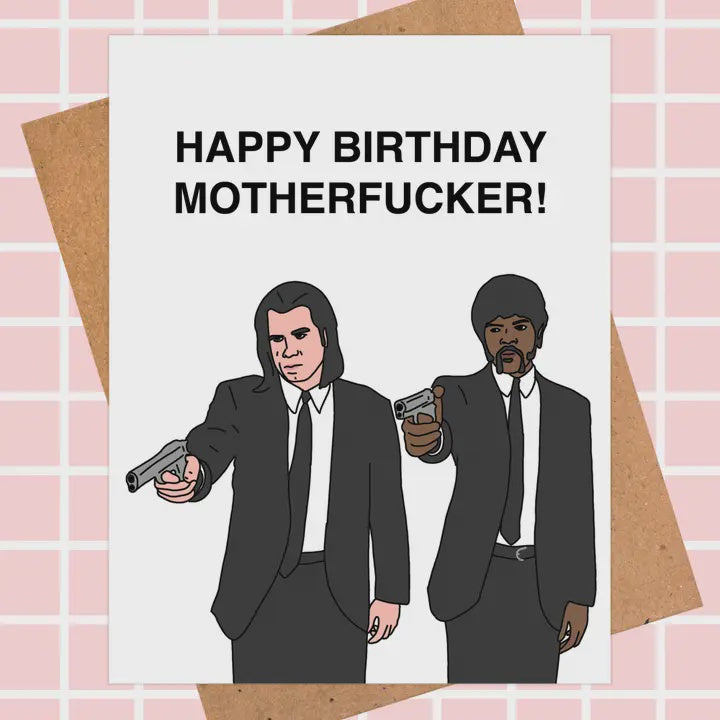 Pulp Fiction Birthday Card - John Travolta & Samuel Jackson