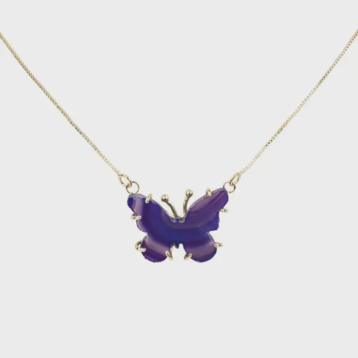 Agate Butterfly Necklace - Assorted