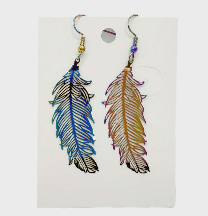 Metal Feather Earrings