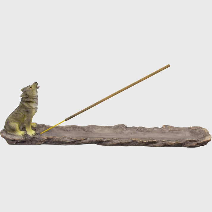 Wolf Polyresin Incense Holder 89336