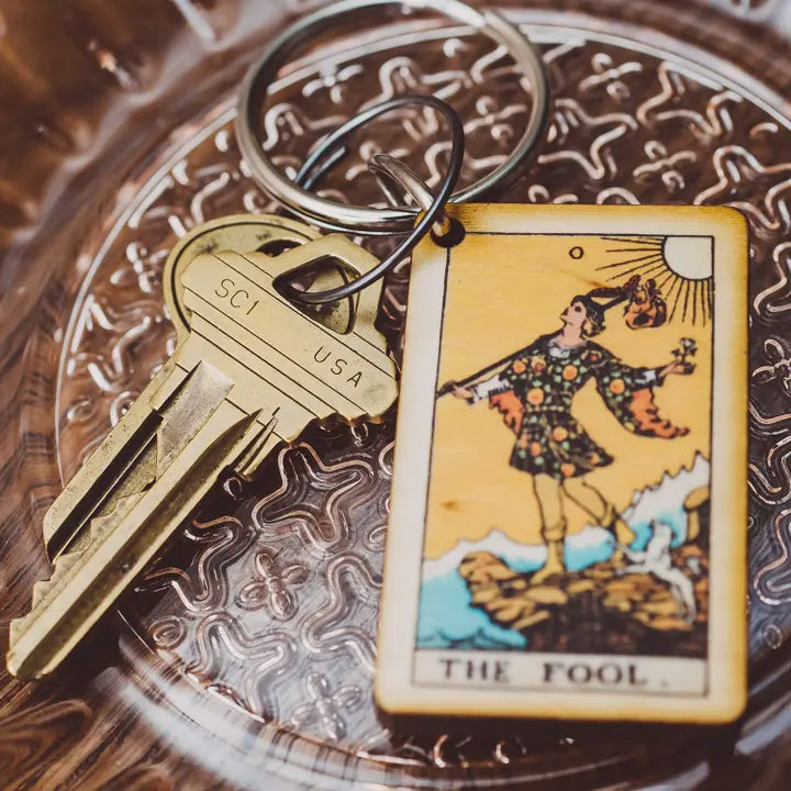 Tarot Card Full Color Wooden Keychain - The Fool