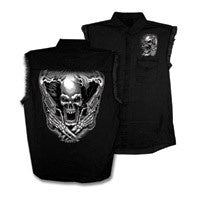 Pacific - Skull Assassin Sleeveless Black Denim Shirt