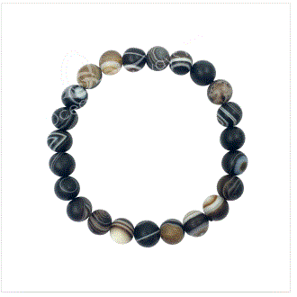 Oceanic - Banded Agate Matt Beaded Bracelet