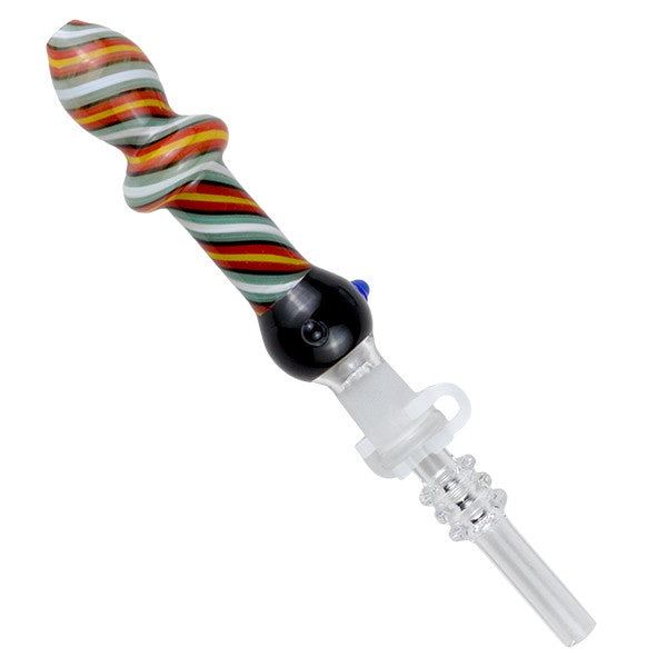 Glass Nectar Collector w/ Titanium Tip - 10mm Asst Swirl Colors