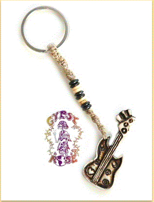 Gypsy Rose - "It's Only Rock'N Roll" Carved Bone Keychain