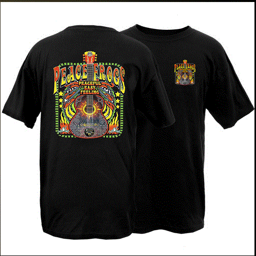 Peace Frogs Peaceful Easy Feeling Black T-Shirt
