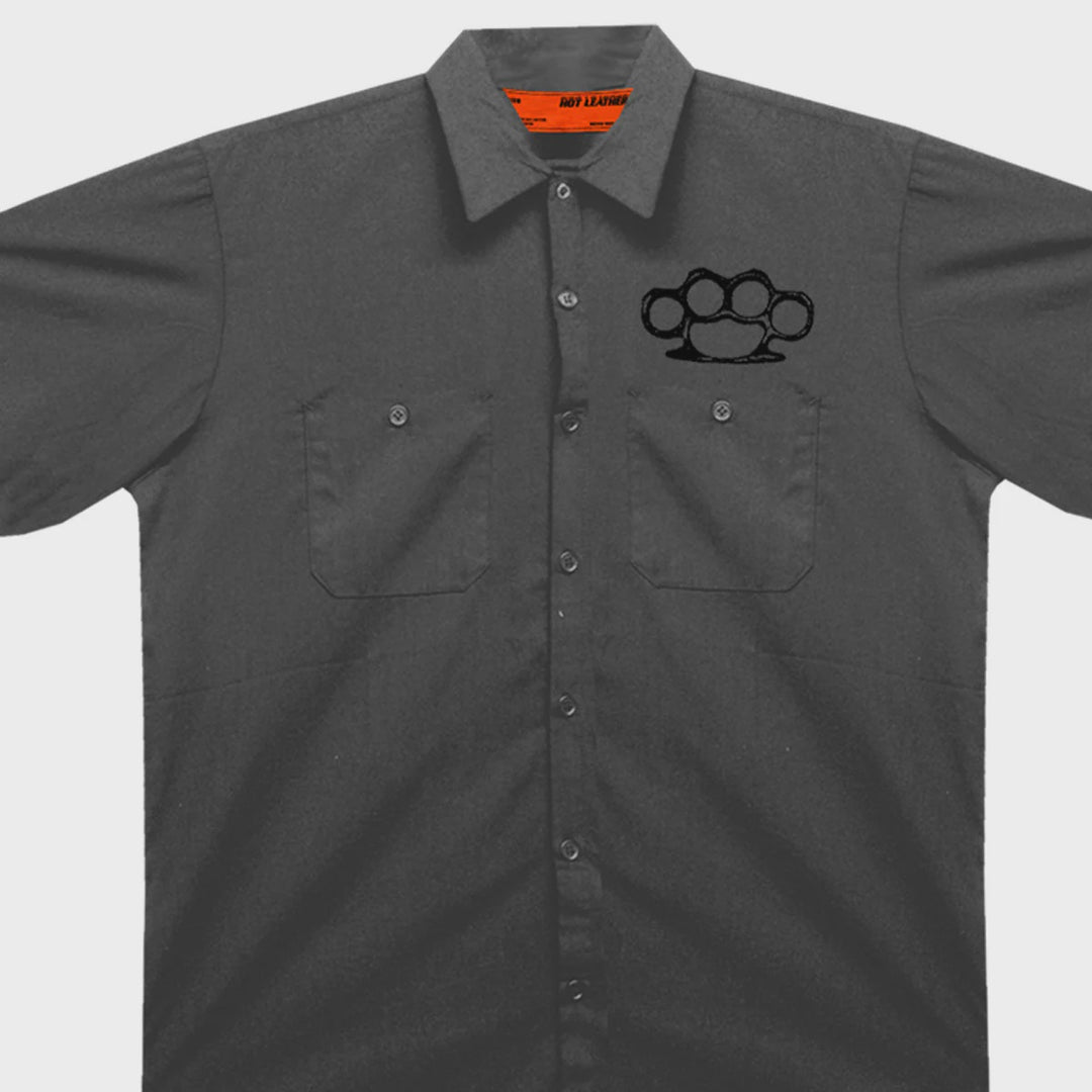 Charcoal Grey 'Brass Knuckles' Mechanic's Shop Shirt