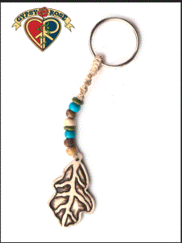 Gypsy Rose - "Catch Me IYC Leaf" Carved Bone Keychain