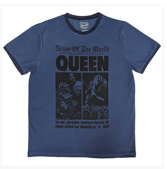 Rock Off - Queen 'News of the World 40th Front Page' Unisex Ringer T-Shirt