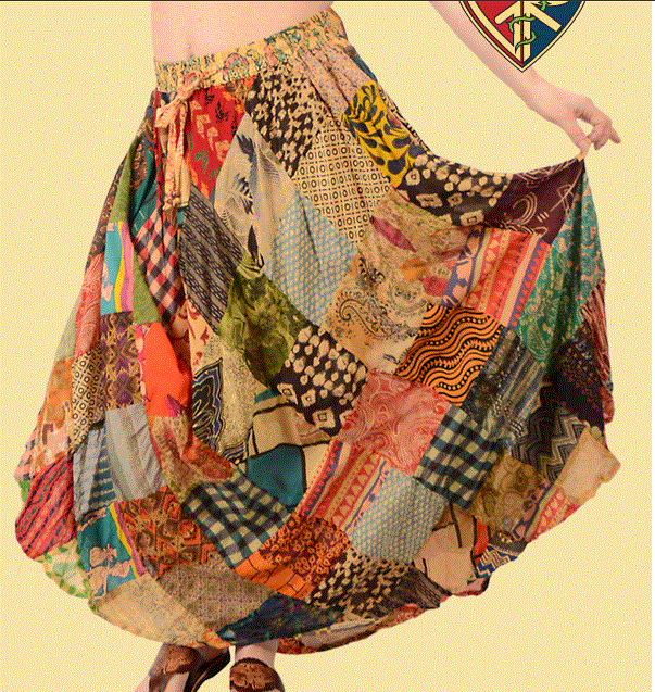 Gypsy Rose - Festy Style Diamond Patchwork Finger Loops Skirt