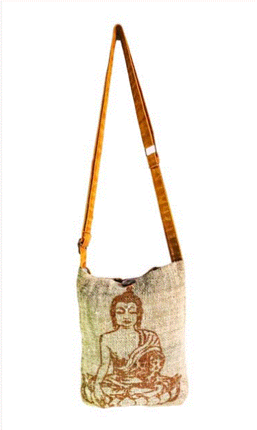 Earth Divas - Hemp Cotton Crossbody Bag w/Sitting Buddha