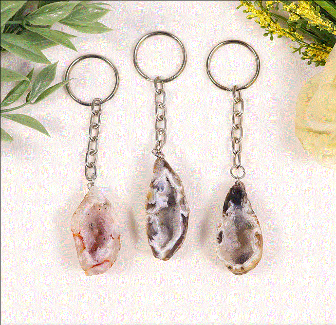 Nature's Artifacts - Natural Agate Geode Point Keychain