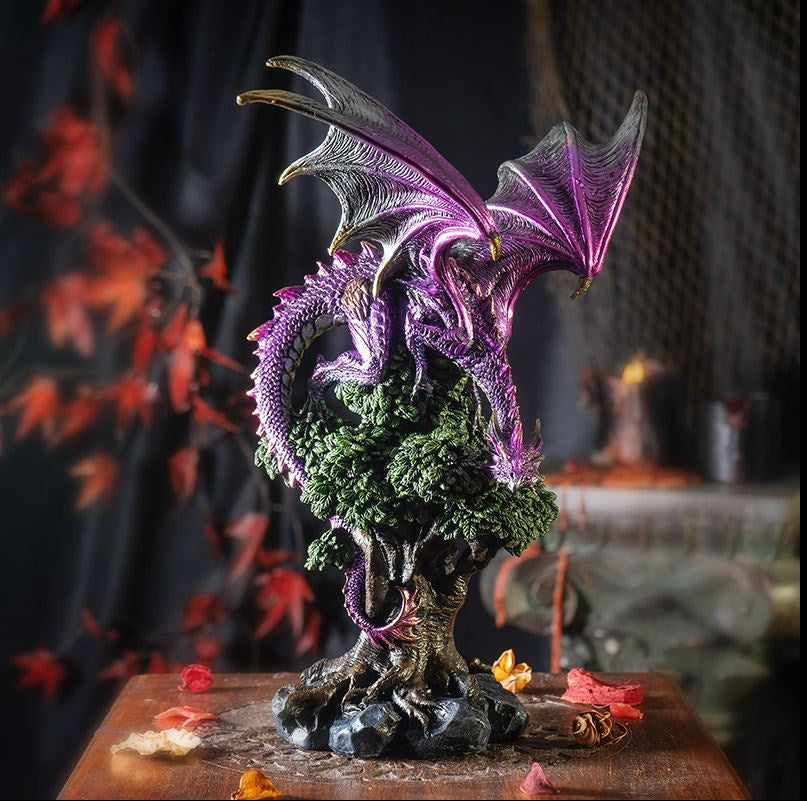 Pacific - Purple Dragon Perched on Tree Statue