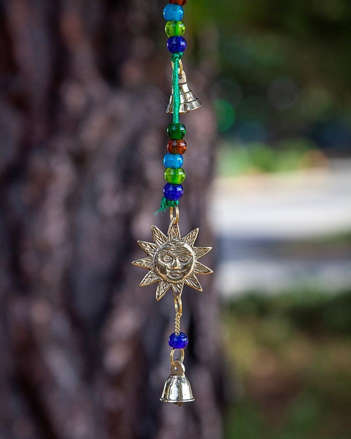 Eight Brass Bells w/Sun On 28" Cord BS012