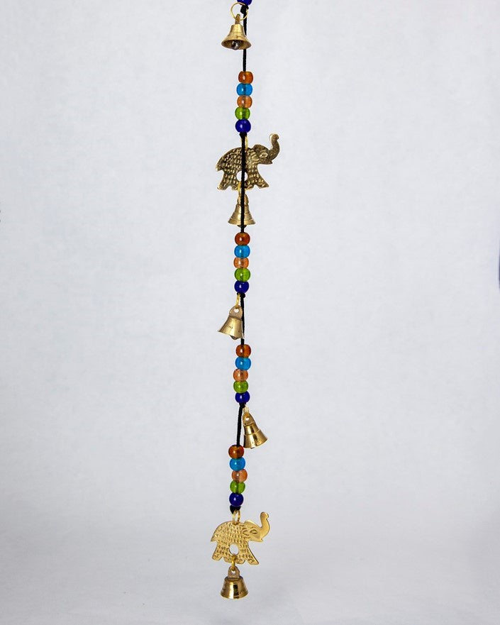 Beaded Brass Bell 56" Strand w/Elephants BS017