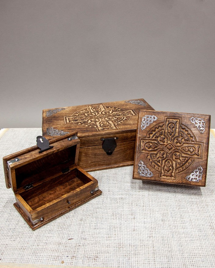 Celtic Cross Box W/ Metal Accents