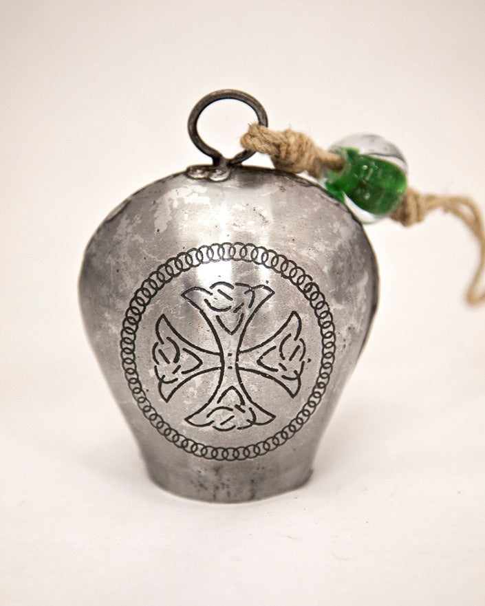 Tin Bell On Jute With Celtic Cross