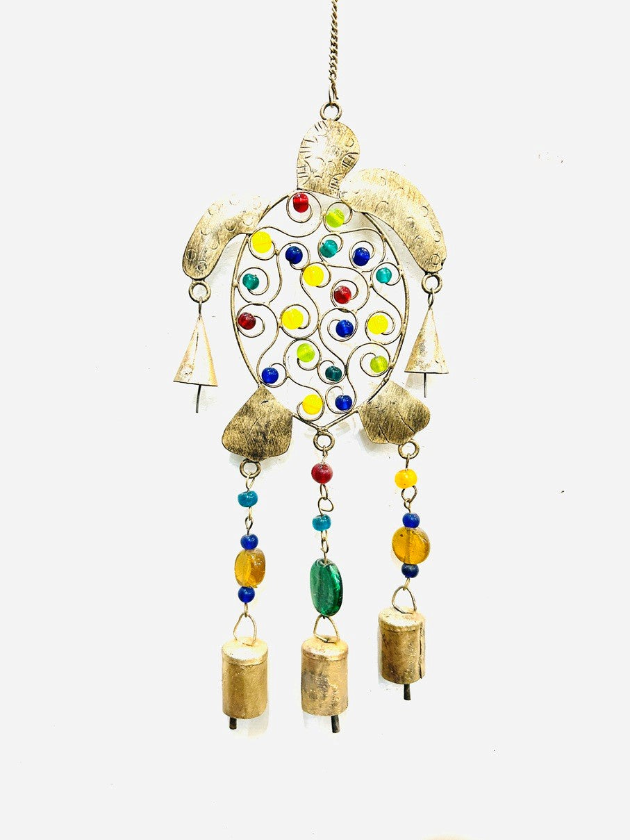 Iron Turtle Chime w/Glass Beads TS890