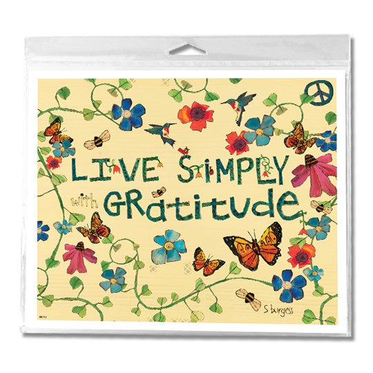 Live Simply with Gratitude Painted Peace Yard Sign 9" x 8"