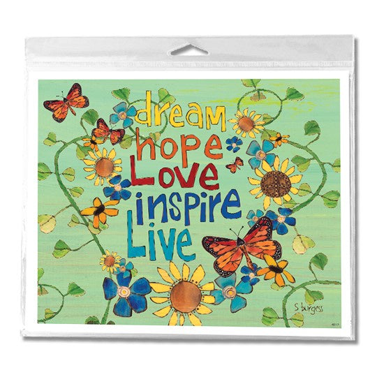 Dream Hope Love Inspire Live Painted Peace Yard Sign 9" x 8"