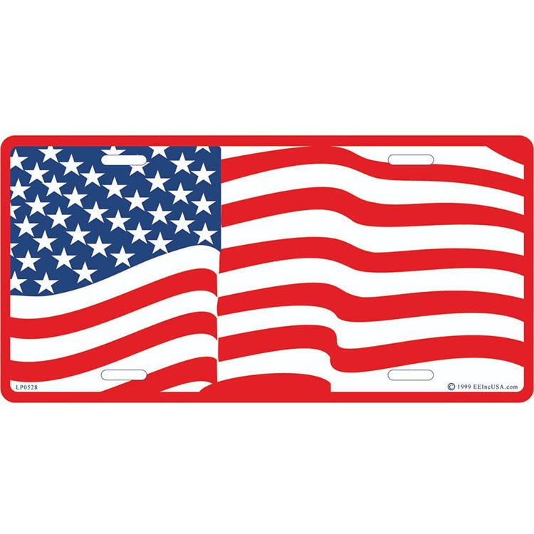 Wavy USA Flag License Plate